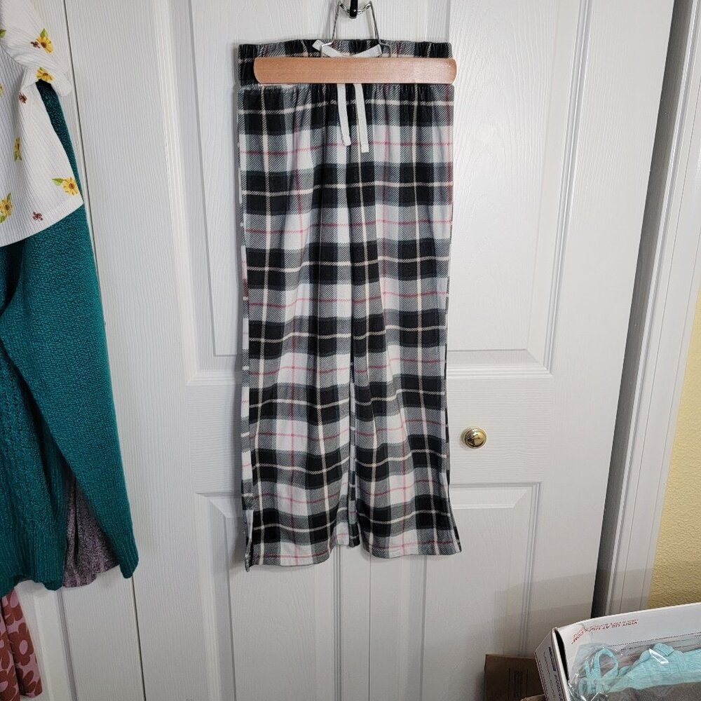 Justice Sleep Pajama Bottoms Plaid Elastic Waist White Black Red Size Small 7-8 - Picture 3 of 13